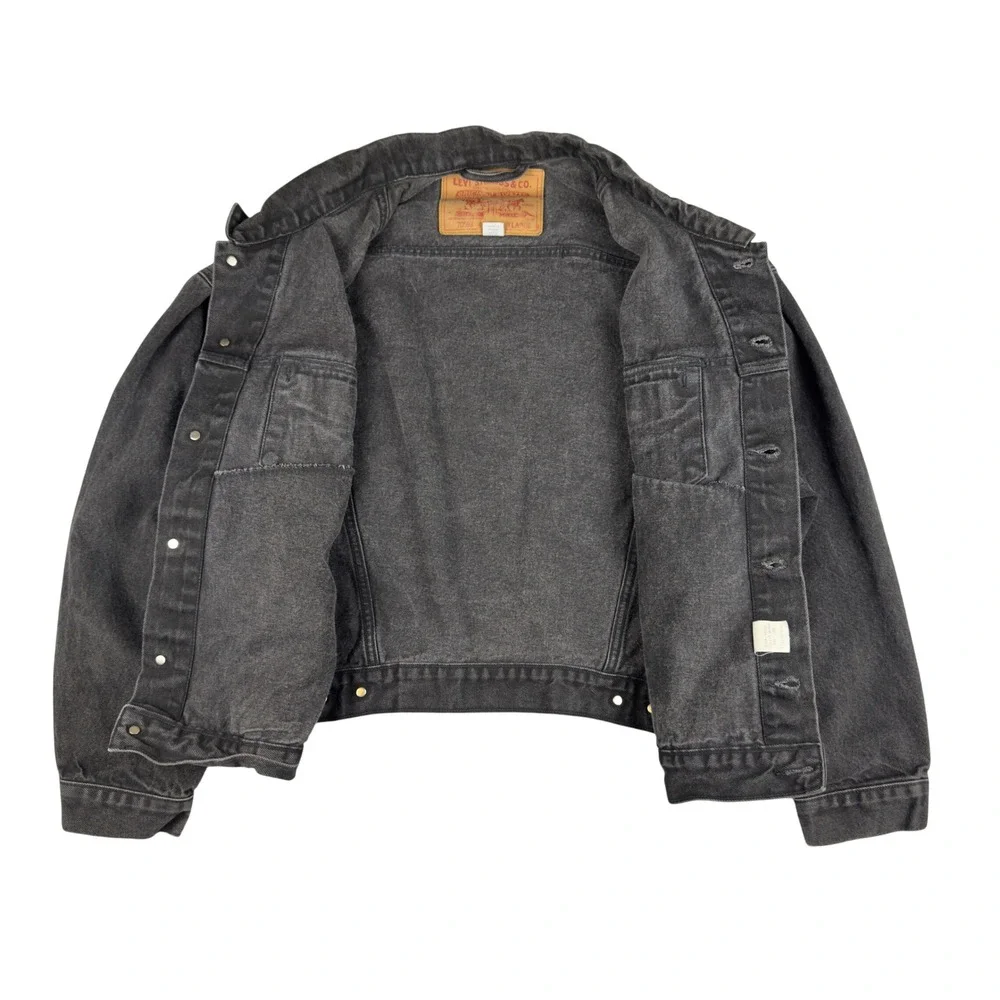 Vtg Levi's 70598 Trucker Jacket Men's XL Black Denim 90s Faded Wash‎
